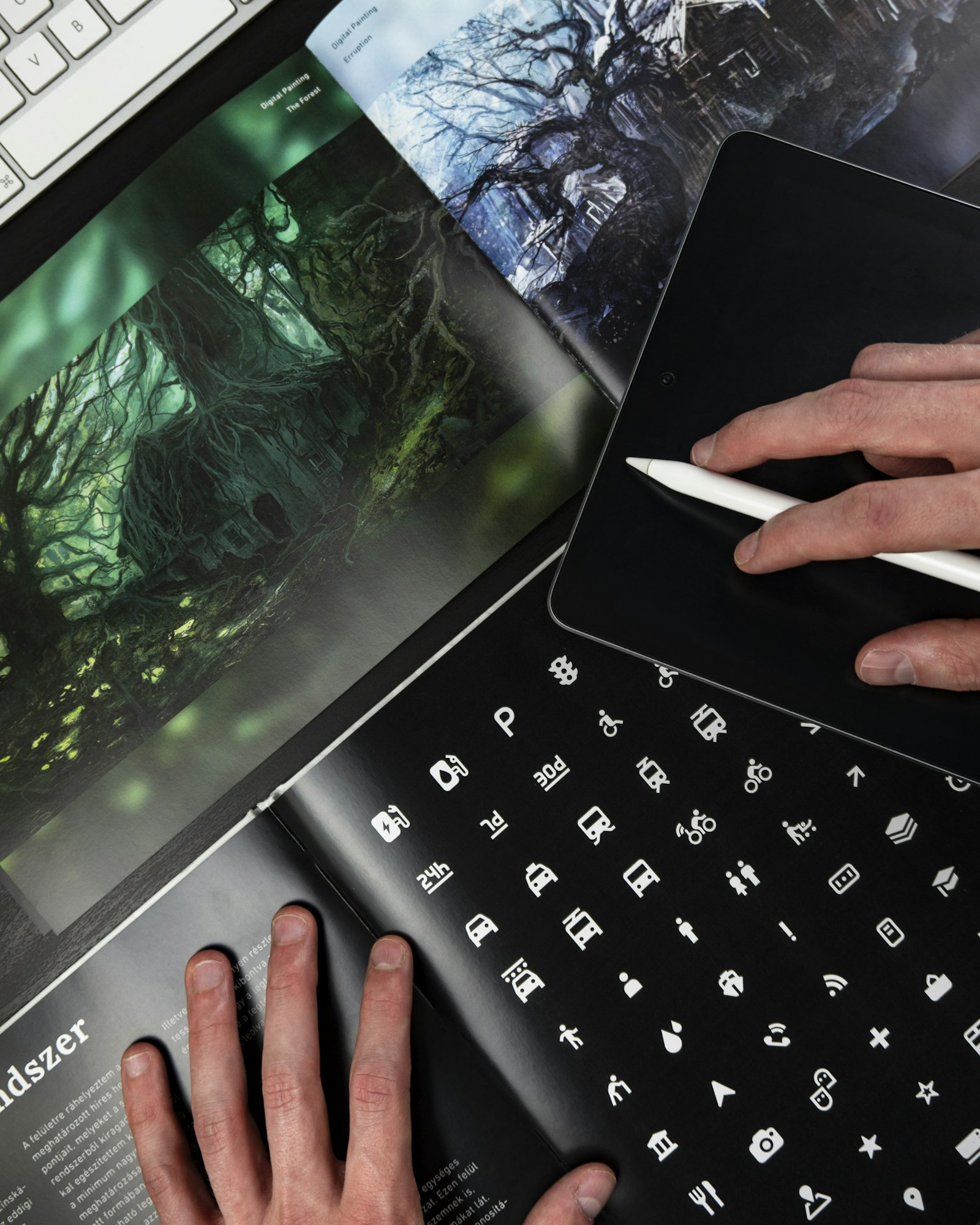 A creative professional working on design projects